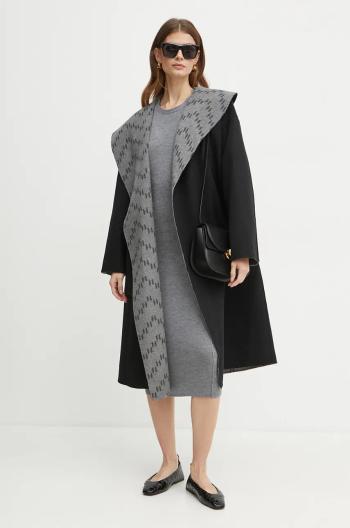 Oboustranný vlněný kabát Karl Lagerfeld černá barva, oversize, 246W1502