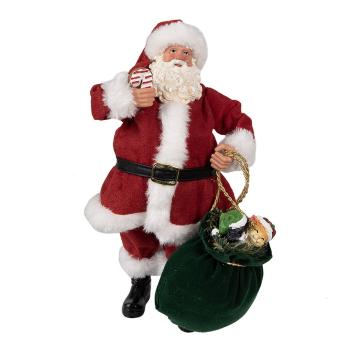 Vánoční dekorace taťka Santa Claus s pytlem dárků - 16*8*28 cm 65224