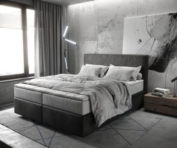 Boxspring postel Dream-Well 160x200 cm mikrovlákno antracitová