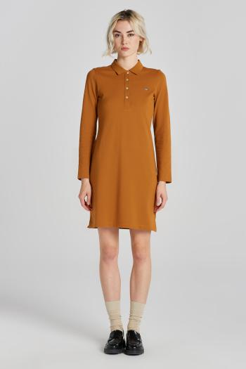 ŠATY GANT SLIM SHIELD LS PIQUE DRESS CINNAMON BROWN