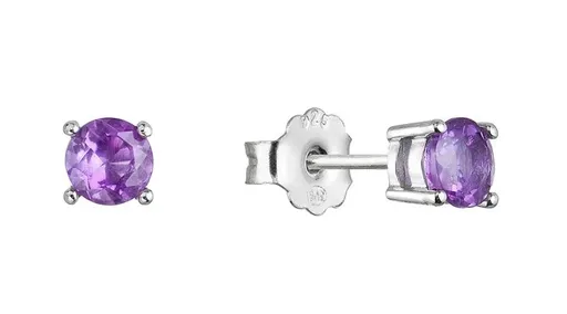 Evolution Group - Pavona Stříbrné náušnice pecky s pravým ametystem 11483.3