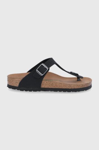 Žabky Birkenstock Gizeh dámské, černá barva, na plochém podpatku, 1020487