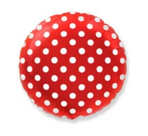 Balón foliový Kulatý červený s bílými puntíky 45 cm - Flexmetal
