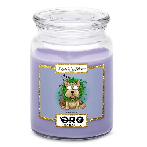 Svíčka Psí znamení – lev (Vůně svíčky: Levandule)