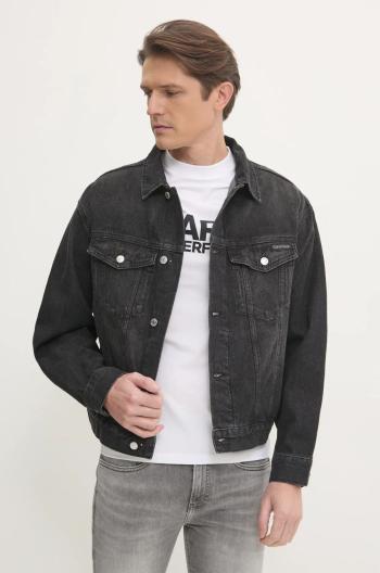 Džínová bunda Calvin Klein Jeans pánská, černá barva, přechodná, oversize, J30J327024