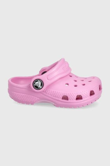 Dětské pantofle Crocs růžová barva