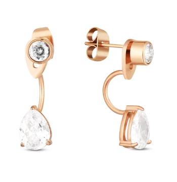 Vuch Elegantní pozlacené náušnice 2v1 s kubickými zirkony Ally Rose Gold