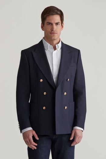 SAKO GANT SLIM DB HOPSACK CLUB BLAZER EVENING BLUE