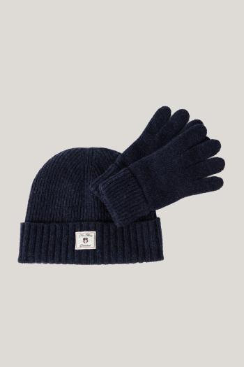 SET ČEPICE A RUKAVICE  GANT BEANIE GLOVES GIFT SET CLASSIC BLUE