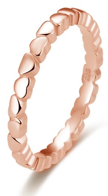 Beneto Pozlacený stříbrný prsten se srdíčky AGG344-ROSE 54 mm