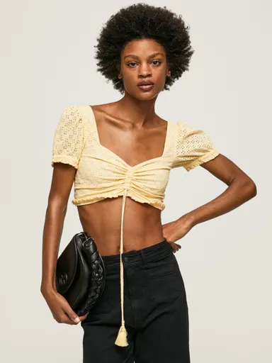 Pepe Jeans dámský žlutý top PL304506039 M