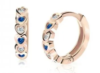 Cutie Jewellery Dětské kruhové náušnice z růžového zlata C3339-80-X-4 modrá