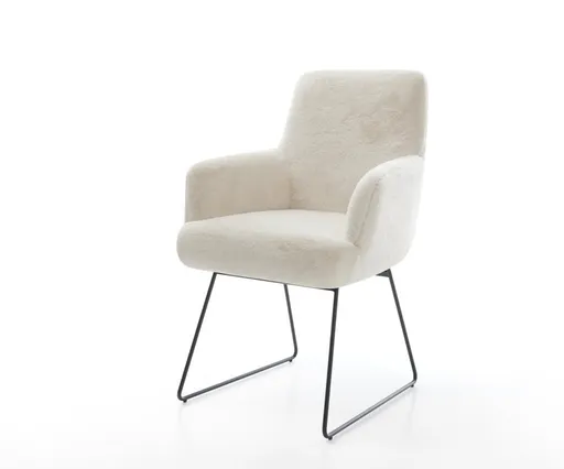 Jídelní židle Heira-Flex s područkami plyšový manšestr krémovo