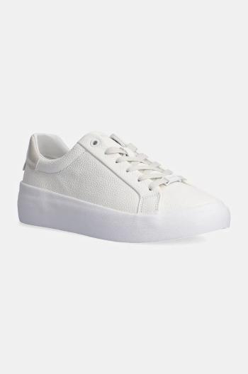 Kožené sneakers boty Calvin Klein VULC LACE UP LTH bílá barva, HW0HW02214