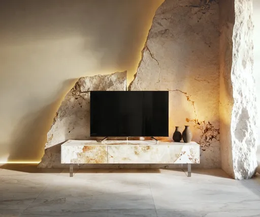 TV stolek Cuor 150 cm keramika Minas Melange bílá béžová 1