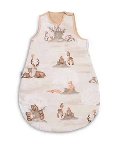 SENSILLO Spací vak mušelín, bavlna, Lesní zvířátka, 70x45cm, S - hnědý