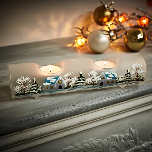 Svícen na čajové svíčky Vesnice