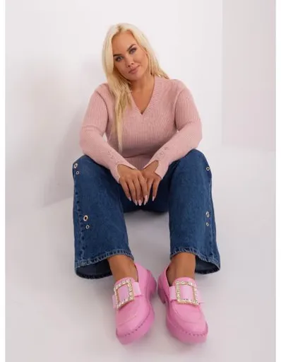 Dámský svetr s viskózou plus size NOUGA světle růžový