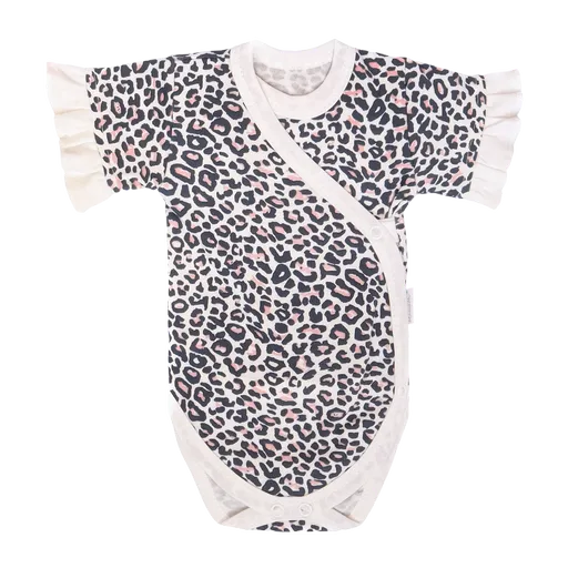 Mamatti Kojenecké body kr. rukáv, zapínání bokem, Gepardík, s volánkem