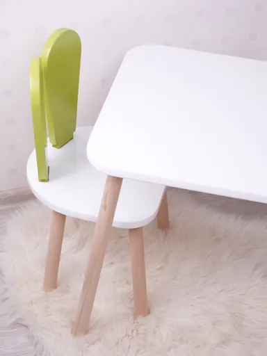 Kid's Table Set Bunny One Chair Set - Pistachio Green, White