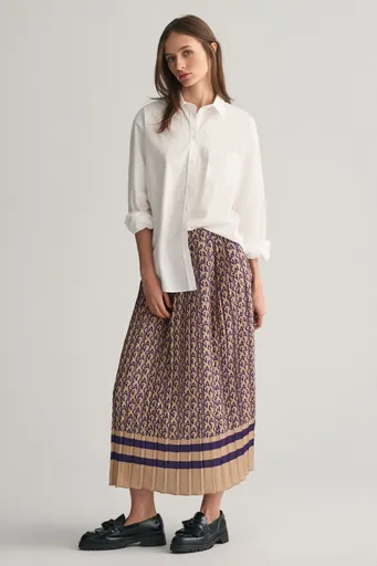 SUKNĚ GANT MONOGRAM PRINT PLEATED SKIRT PANSY PURPLE