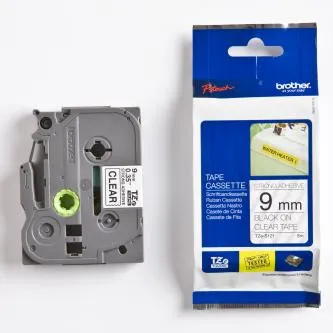 Brother originální páska do tiskárny štítků, Brother, TZE-S121, černý tisk/průsvitný podklad, laminovaná, 8m, 9mm, extrémně adhezi