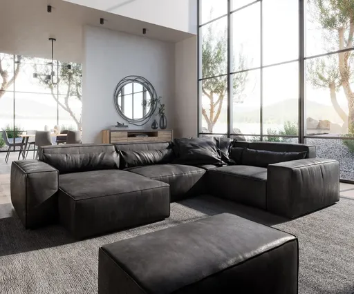 Pohovka ve tvaru "U" Sirpio 300x200 cm koženka vintage