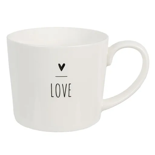 Bílý hrnek se srdíčkem s nápisem Love - Lovely Day - 12*8*7 cm / 275 ml 6CEMU0147