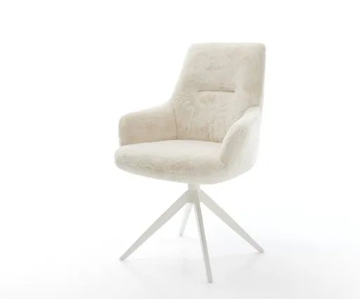 Jídelní židle Zelia-Flex s područkami plyšový manšestr krémovo