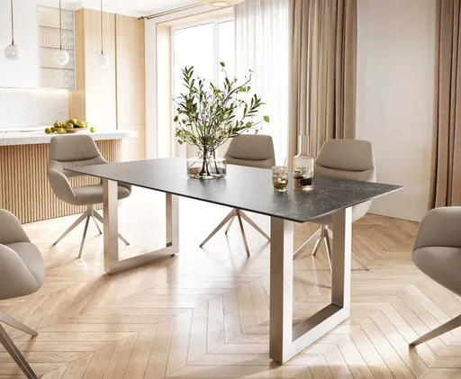 Jídelní stůl Edge 200x100 cm keramika Laminam® Nero Greco šedá