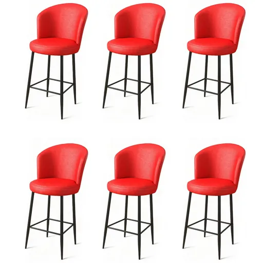 Sada barových židlí Uras Red and Black, 6 ks, 6 ks