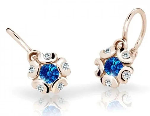 Cutie Jewellery Dětské náušnice z růžového zlata C2178-10-X-4 modrá