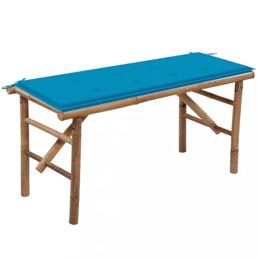 Skládací zahradní lavice s poduškou 118 cm bambus