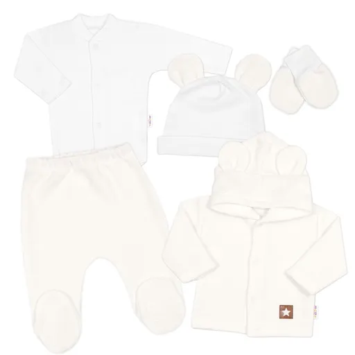 Baby Nellys Pletená sada oblečení pro miminko, Star 5D - bílá vel.  68