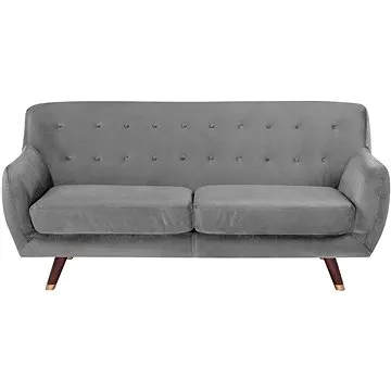 Trojmístná šedá sametová BELIANI BODO (beliani_162488)