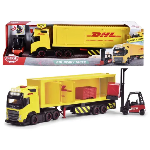 Dickie DHL nákladní auto Volvo FH 16 s vysokozdvižným vozíkem 35 cm