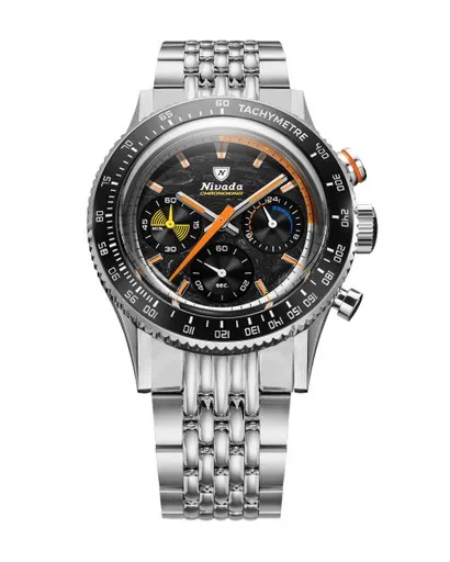 Nivada Grenchen Chronoking Mecaquartz Racing Carbon - Inter. Bezel - Beads of Rice