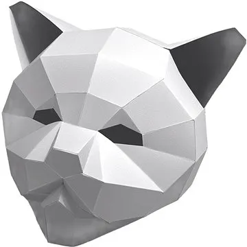 PolyPaper - 3D Papírová maska - Kočka bílá (617669445341)