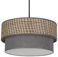 Závěsná lampa Karrara černá 1x60W E27 stínidlo šedé béžovo-šedé