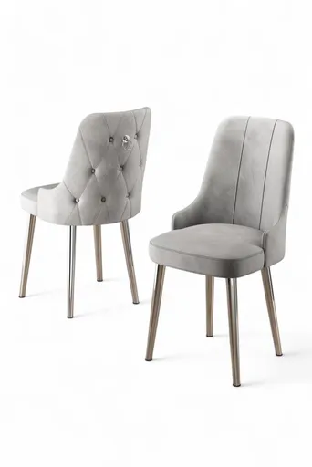 Sada židlí (2 kusy) Newa - Grey, Chrome