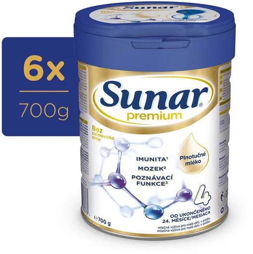 Sunar Premium 4 batolecí mléko, 6× 700 g  (8592084417680)