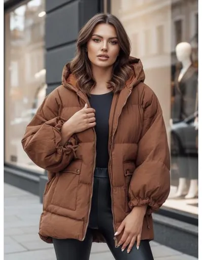 Dámská prošívaná bunda s kapucí PARIMA kamelová