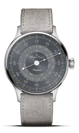 MeisterSinger Pangaea Day Date 365 Grey PDD365927 - Šedý kožený řemínek