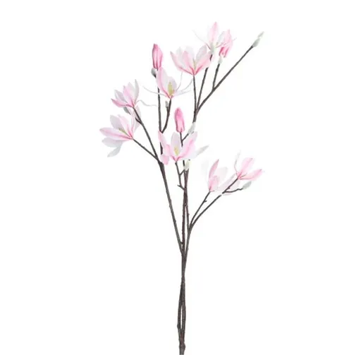 Dekorace umělá hedvábná větvička Magnólie s růžovými květy - 100 cm Clayre & Eef
