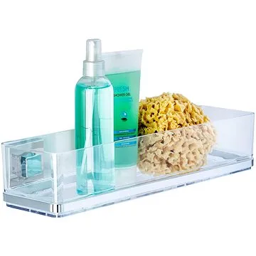 WENKO BEZ VRTÁNÍ VacuumLoc QUADRO - Nástěnná police 1 patro, průhledná (z22685100)