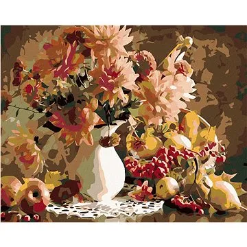 Diamondi - Diamantové malování - KVĚTINY VE VÁZE, 40x50 cm, bez rámu a bez vypnutí plátna (606103A)