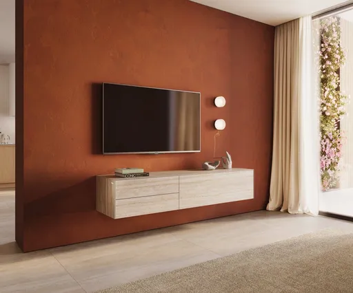 TV stolek Cuor 180 cm keramika Laminam® Travertino Bianco