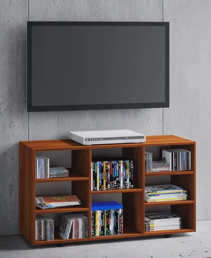 VCM Tv stolek s 8 policemi, ořech