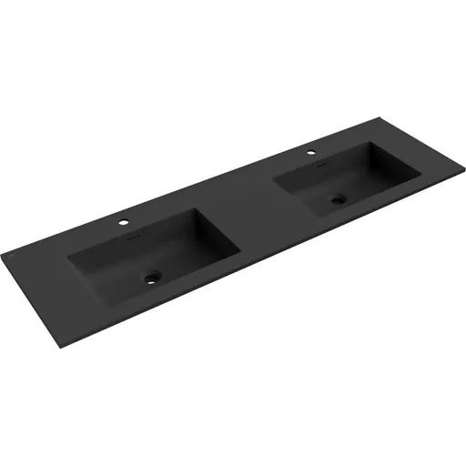 MEXEN Otis dvojumyvadlo zapuštěné do desky 161 x 46,5, černá mat 25181671D