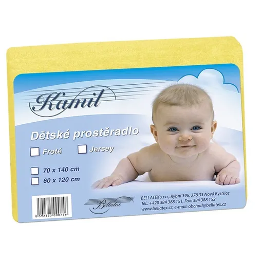 Bellatex Dětské froté prostěradlo, žlutá, 60 x 120 cm